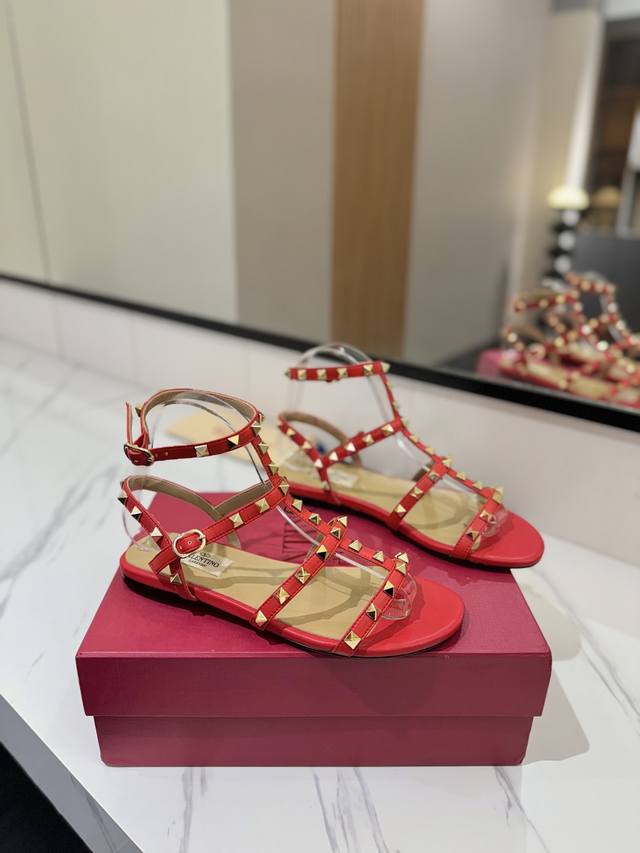 Factory Price (pp): Valentino Classic Ankle-Wrapped Studded Sandals, a timeless