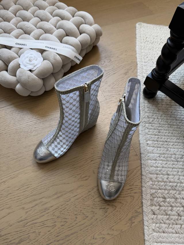 Chanel 25K New Mesh Platform Ankle Boots Top-Tier Version! Early Release Mesh Up
