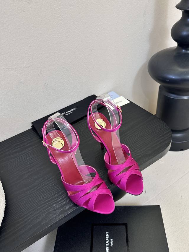 Saint Laurent* Ss New YSL Logo High-Heeled Sandals YSL runway style high heels ,