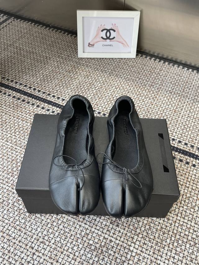 Christen 26Ss Early Spring New Split-Toe Bow Mary Jane Ballet Flats Soft sheepsk