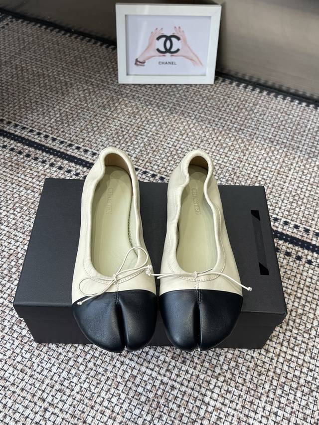 Christen 26Ss Early Spring New Split-Toe Bow Mary Jane Ballet Flats Soft sheepsk