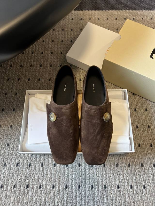 High-quality The Row*26Ss early spring new square-toe metal buckle mule casual