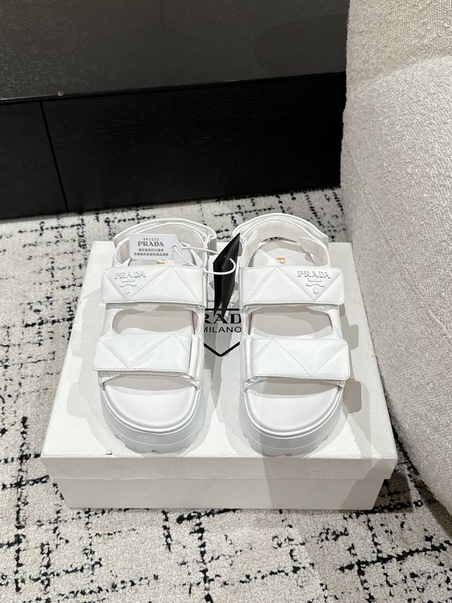 Top-tier version Prada 25 platform Velcro two-strap sandals/muffins Platform Vel