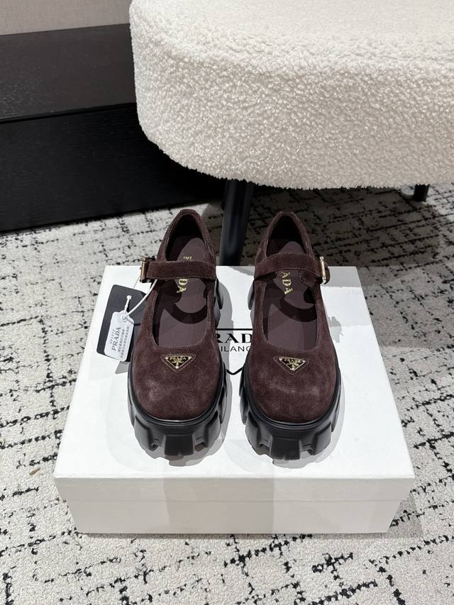 Top-tier version Prada 25 Ss new platform Mary Jane loafers Retro, fashionable,