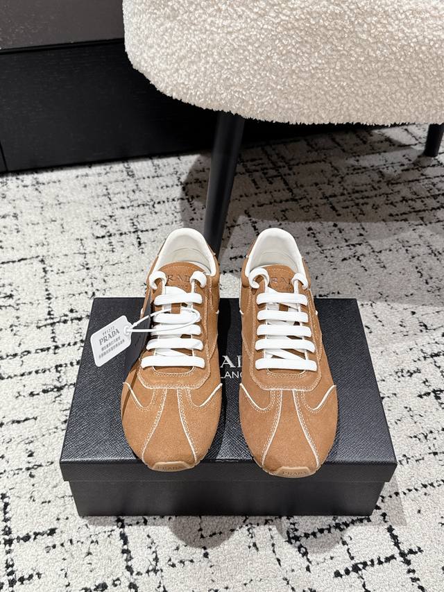Top-tier version Prada 25Ssfw ~ New lace-up casual sneakers, extremely comfortab