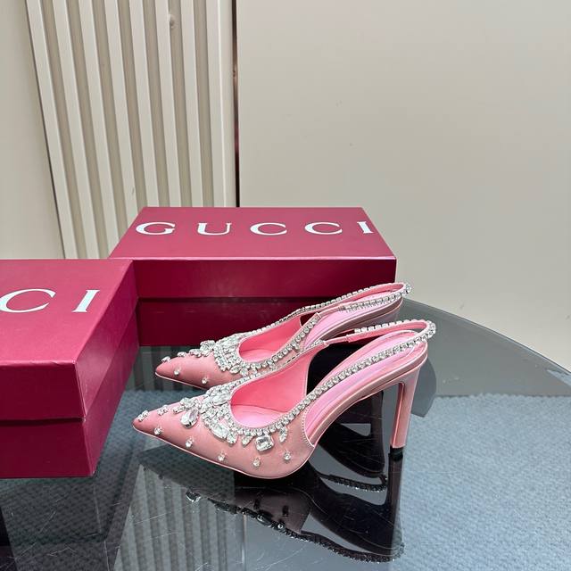 Factory price Gucci 26S Spring/Summer New Arrival Rhinestone Candy Color Backles