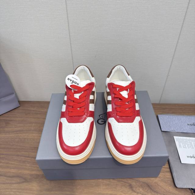 Hogan 2025 Casual Sports Shoes Thick-Soled High-End Lace-Up Sneakers High Versio