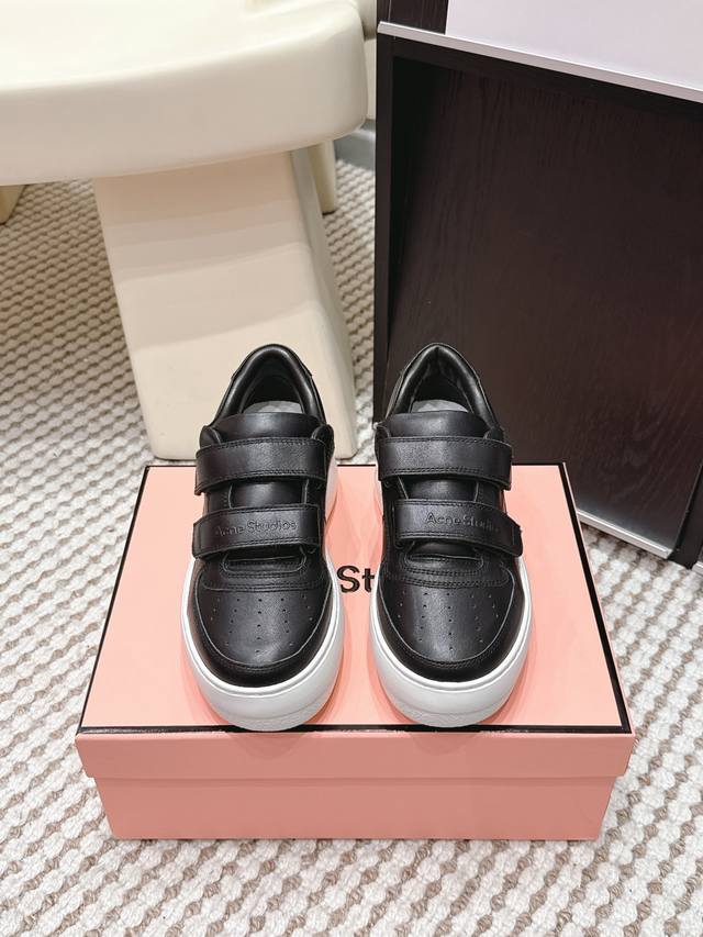 Top-quality Acne Studios 25Ss platform casual Velcro smiley face white sneakers