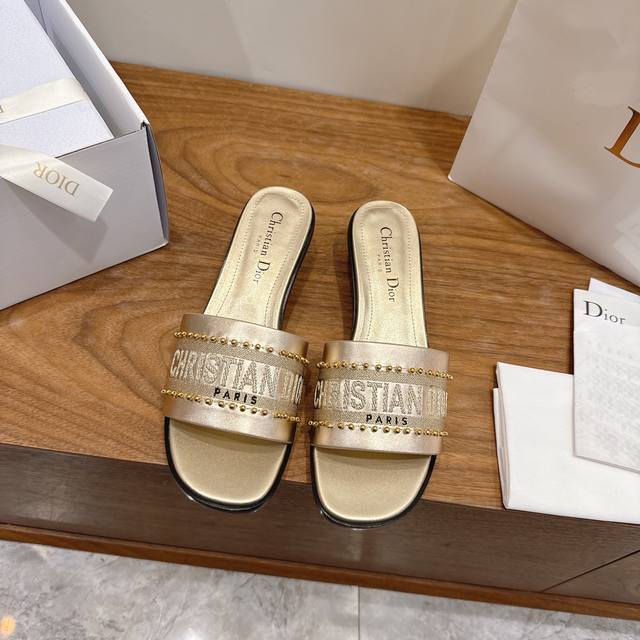 Factory price high heels Dior 2026 Spring/Summer new beaded leather women's shoe