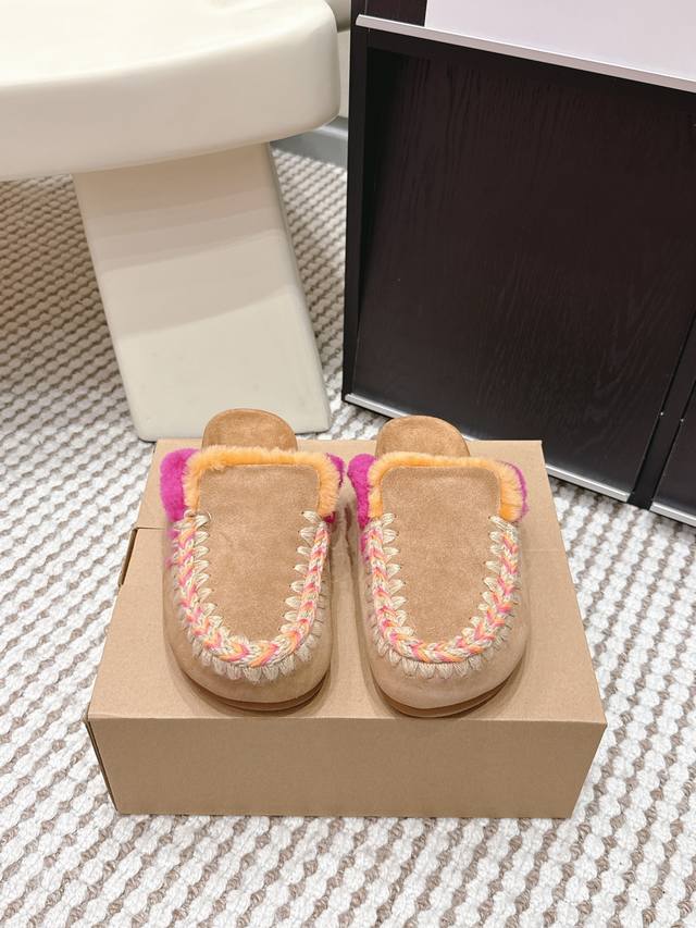 Mou Niche Trendy Brand 25Ss Autumn/Winter New Arrival: Birken Wool Slippers. Com