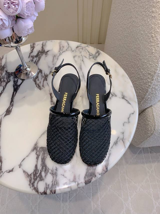 Factory Price p Ferragam*New Mesh High-Heeled Sandals, an elegant, sophisticated