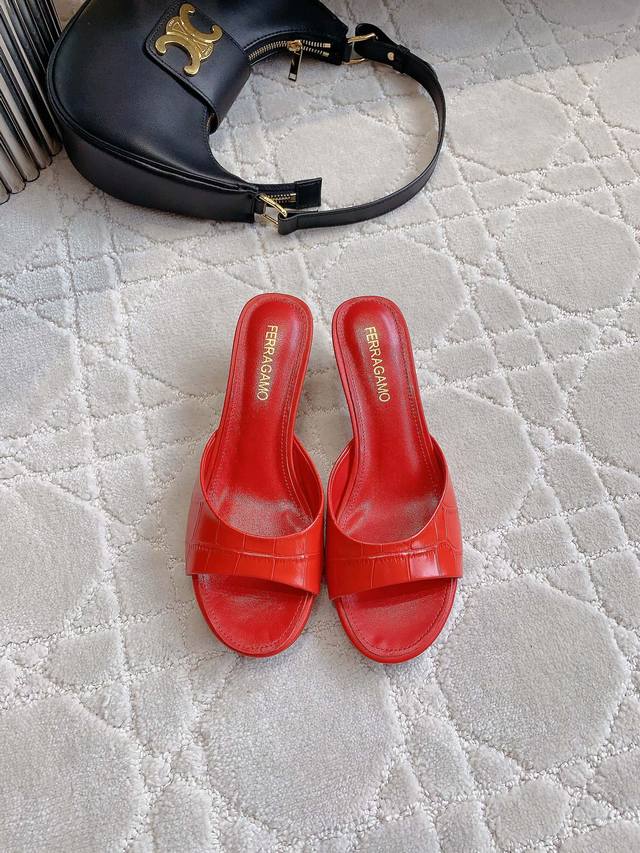 Factory Price p Ferragam*New high-heeled mules, elegant, sophisticated, and fash