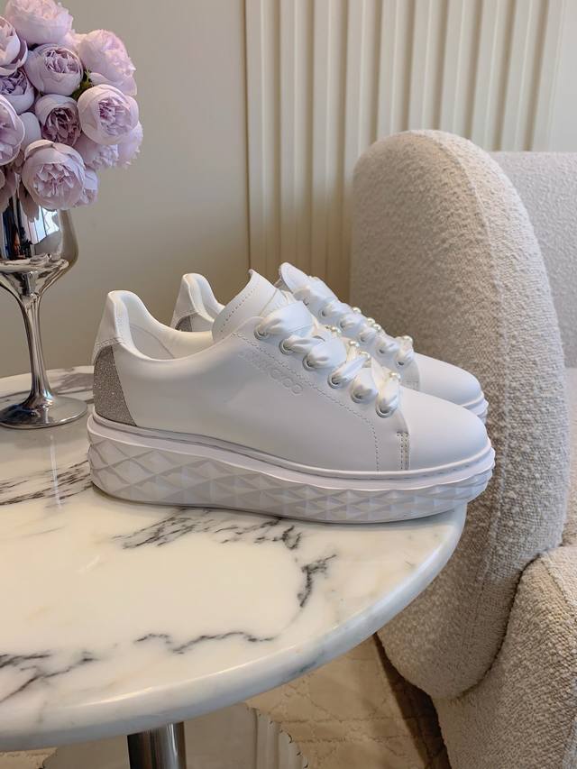 Factory Price p Jimmy Cho*New Platform Casual Shoes A super stylish white sneake