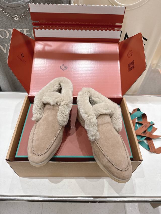 High-quality factory-made rabbit fur men's shoes +20 Loro piana* Lp classic hig