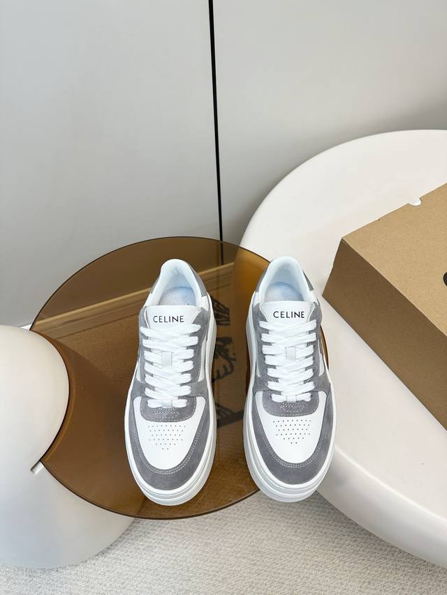 Celine Block Triumphal Arch Platform Sneakers (White) Celine Block series platfo