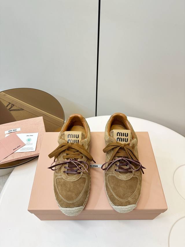 Miu Miu Suede Trainer Shoes with Rope Sole Miu Miu's Spring/Summer 2025 collecti