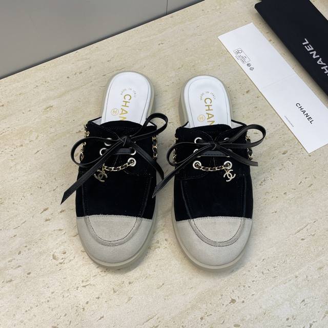 Factory price Chanel 2025 Early Autumn Runway New Punk Style Flat Lace-up Women'