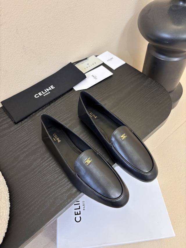 Celine* New Round Toe Loafers, Leather Shoes Old-money style, simple, comfortabl