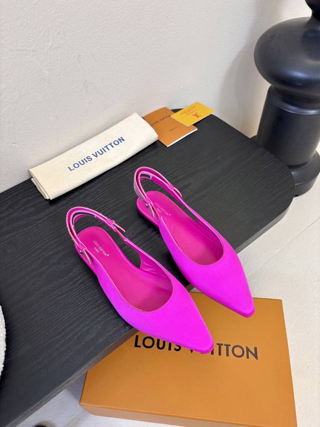 Summer New Louis Vuitton Legacy Slingback Sandals, Pointed Toe Kitten Heel Sanda