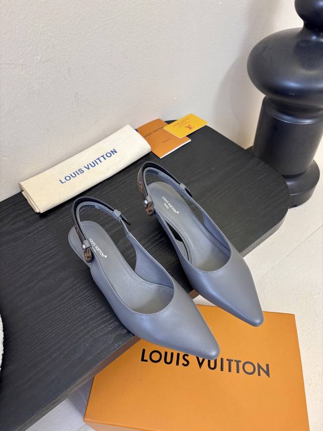 Summer New Arrival Louis Vuitton Legacy Slingback Sandals, Pointed Toe Kitten He