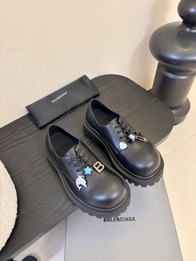 Balenciaga 26 Hummer Derby Shoes with Keychains and Charms. These shoes stand o