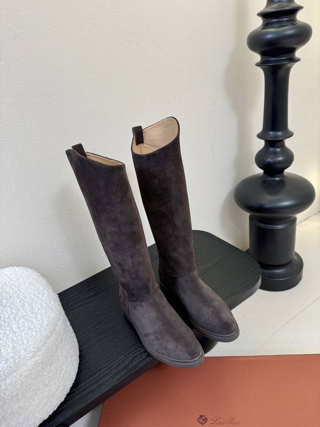 Cowhide Leather Loro Piana Autumn/Winter New Arrival ~ Riding Boots A must-have