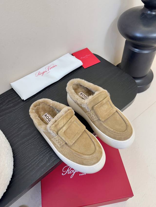 Roger Vivie* 25Ss Autumn/Winter New Warm Fleece-Lined Casual Shoes The upper is