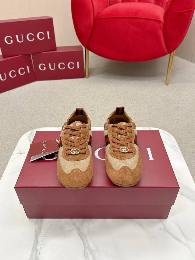 Women's Gucci latest mesh color-blocked casual shoes, Gg series casual loafers,