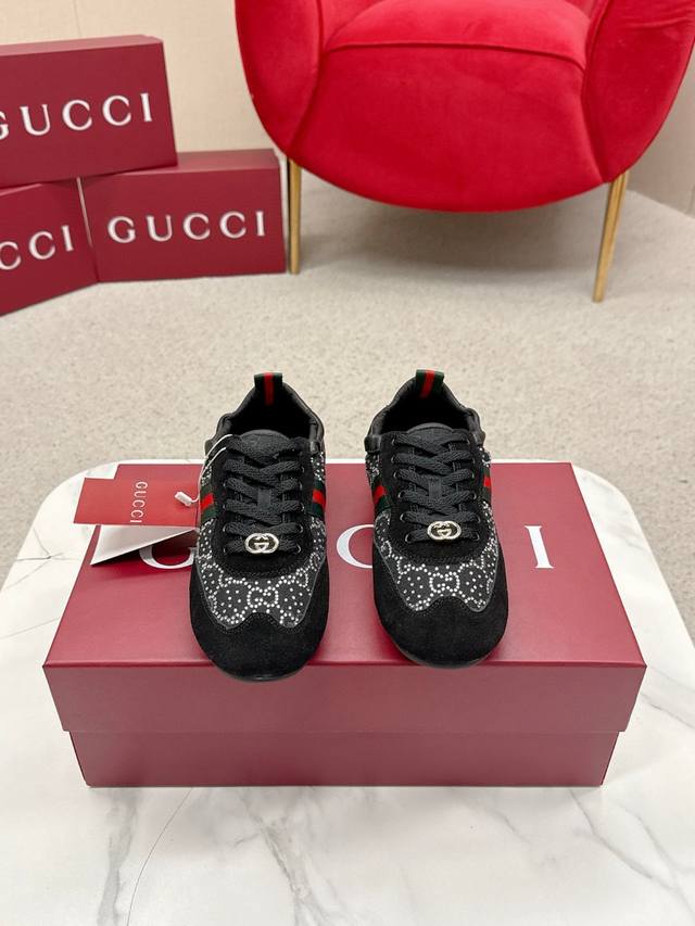 Women's Gucci latest mesh color-blocked casual shoes, Gg series casual loafers,