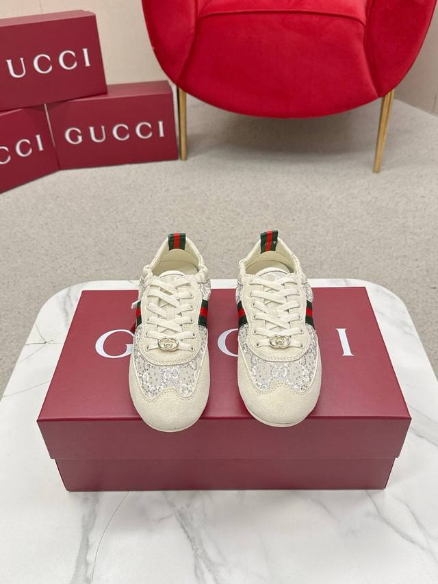 Women's Gucci latest mesh color-blocked casual shoes, Gg series casual loafers,