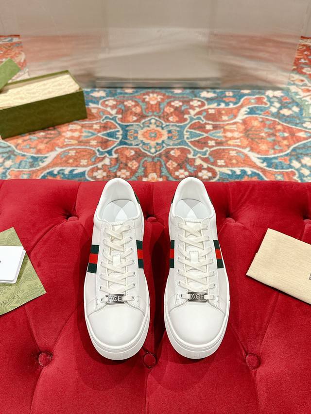 Women's/Men's 10 Gucci New Thick-Soled Bee White Sneakers Couple Casual Sneakers