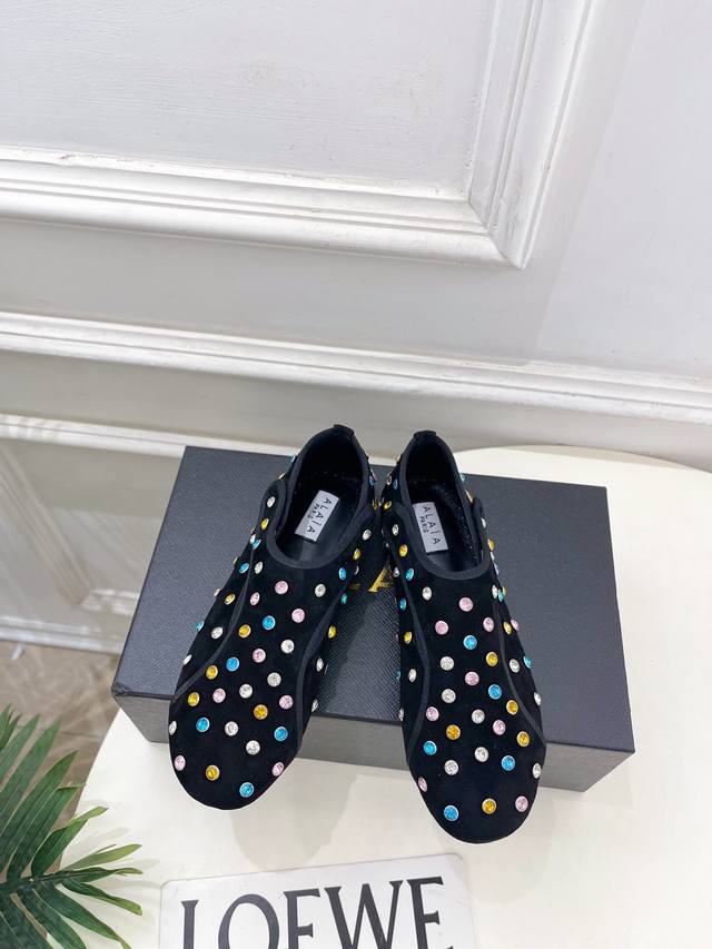 Alaa 26 Early Spring New Arrival Rhinestone Velcro Flat Ballet Flats Alaa, as on