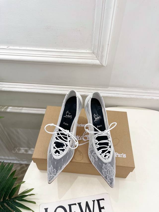 Christian Louboutin Cl Red Sole Shoes 25Ss Latest Pointed Toe Lace-up High Heels