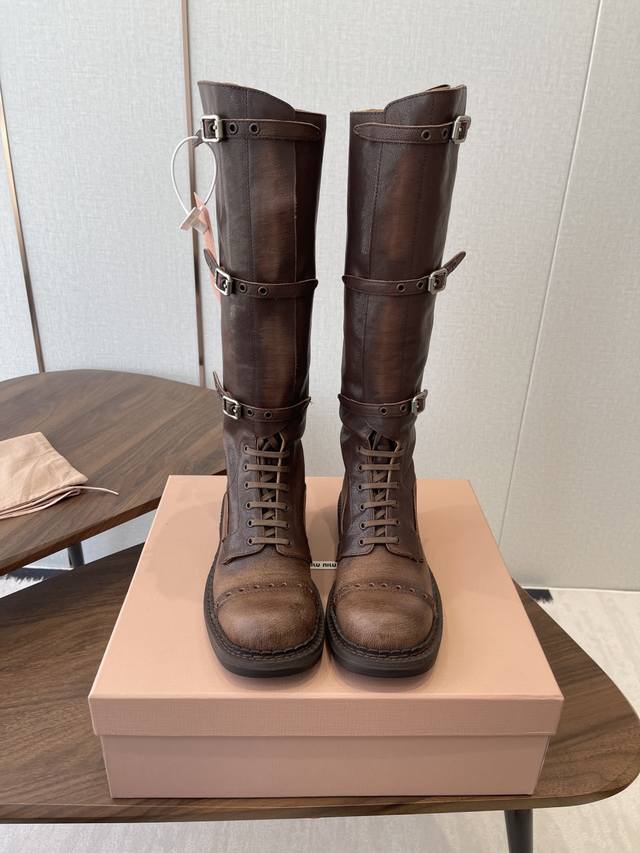 Ankle boots p High boots Upgraded! Exclusive import-grade Miu Miu 25 Fall/Winte