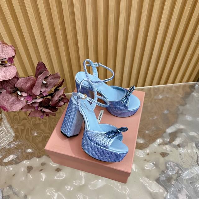 Miumiu 25S Spring/Summer New Arrival Waterproof Platform Chunky Heel Sandals. Th