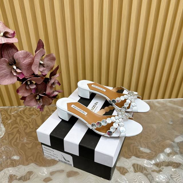 Aquazzura New Top-Tier Pineapple Women's Twisted Rhinestone Sandals with Chunky