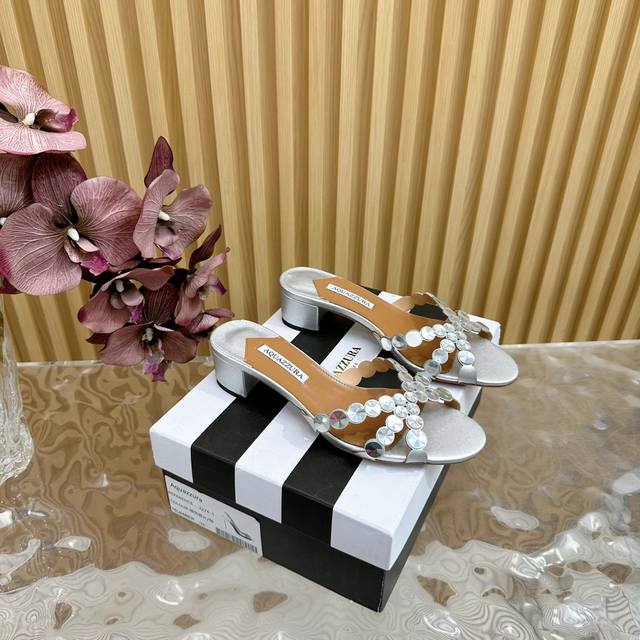 Aquazzura New Top-Tier Pineapple Women's Twisted Rhinestone Sandals with Chunky