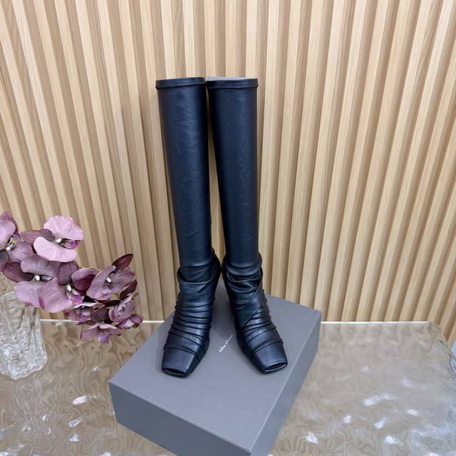 Smooth Horse Hair 2025 Autumn/Winter New Rick Owens High-Heeled Elastic Wedge B