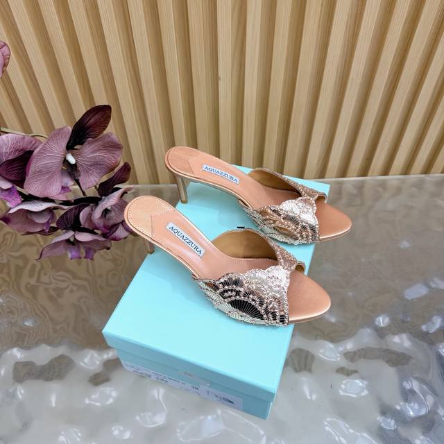 Upgraded and modified version Aquazzura pineapple sequined laser high heels 202