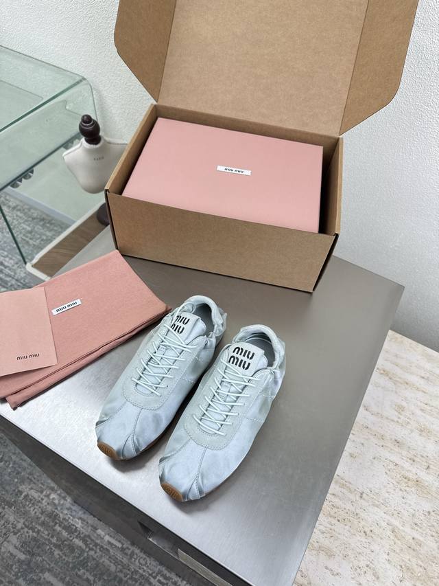 Pleated Series Spring Classic Miu'miu Light Blue Classic Design Printed Leather