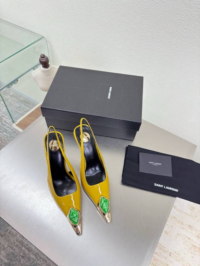 YSL Jewelry Series Open Back High Heels 10.5 Cm Heel Height Yvette Saint Laurent YSL Jewelry Series Open Back High Heels 10.5 Cm Heel Height Yvette Saint Laurent