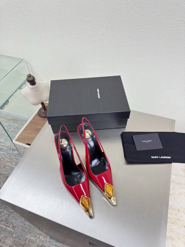 YSL Jewelry Series Open Back High Heels 10.5 Cm Heel Height Yvette Saint Laurent YSL Jewelry Series Open Back High Heels 10.5 Cm Heel Height Yvette Saint Laurent