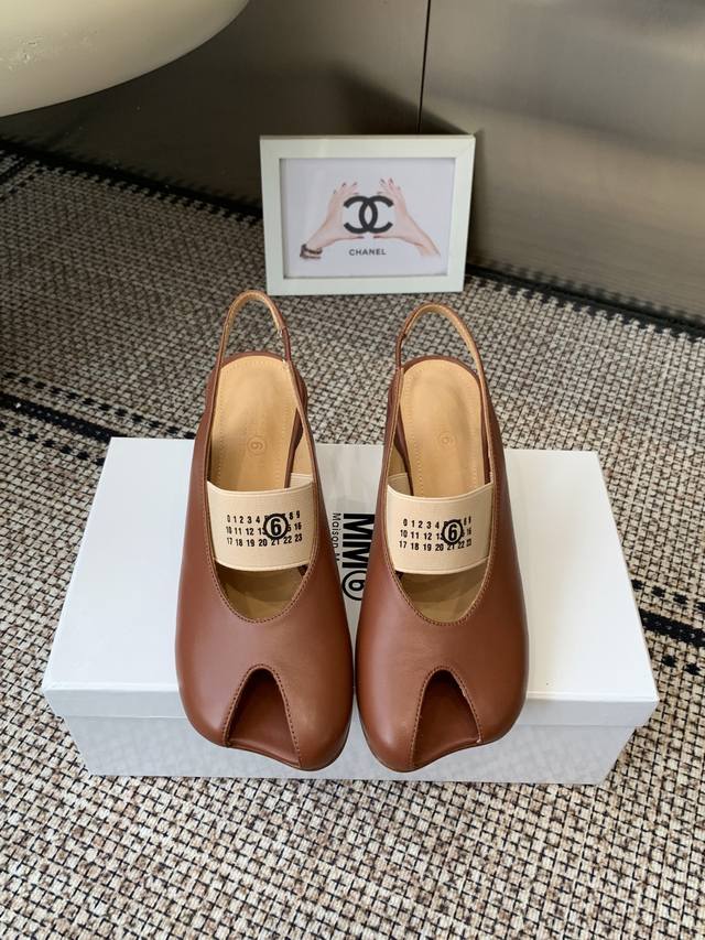 Mm6 Maison Magical 26Ss Spring/Summer New Mary Jane Ballet Flats Peep Toe Sandal