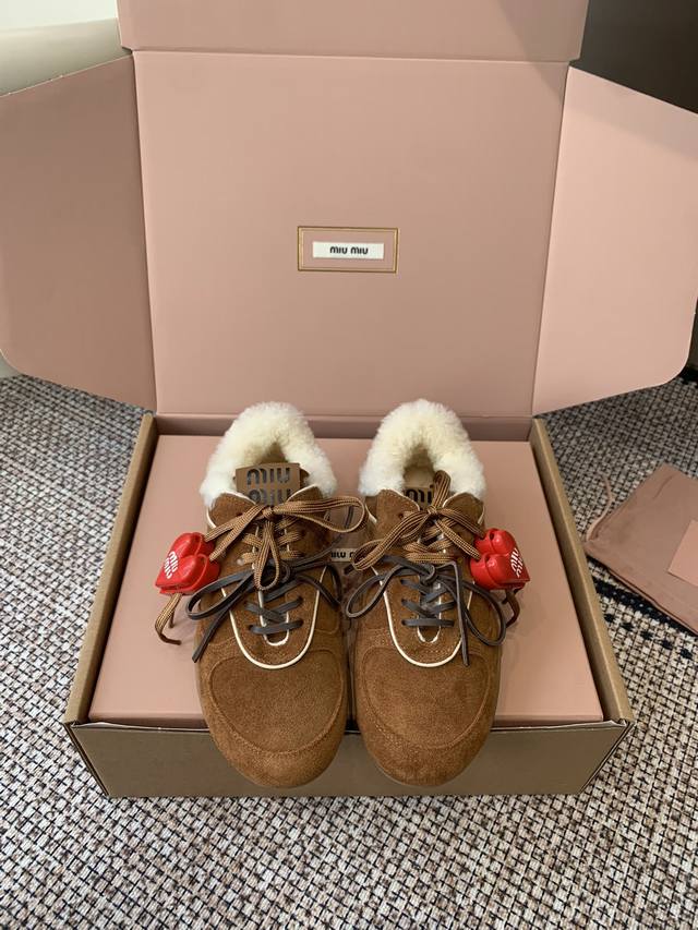 Accessories 60 Miu Miu 25Ss Autumn/Winter Newest Furry Shoes, Biscuit Shoes, Ca