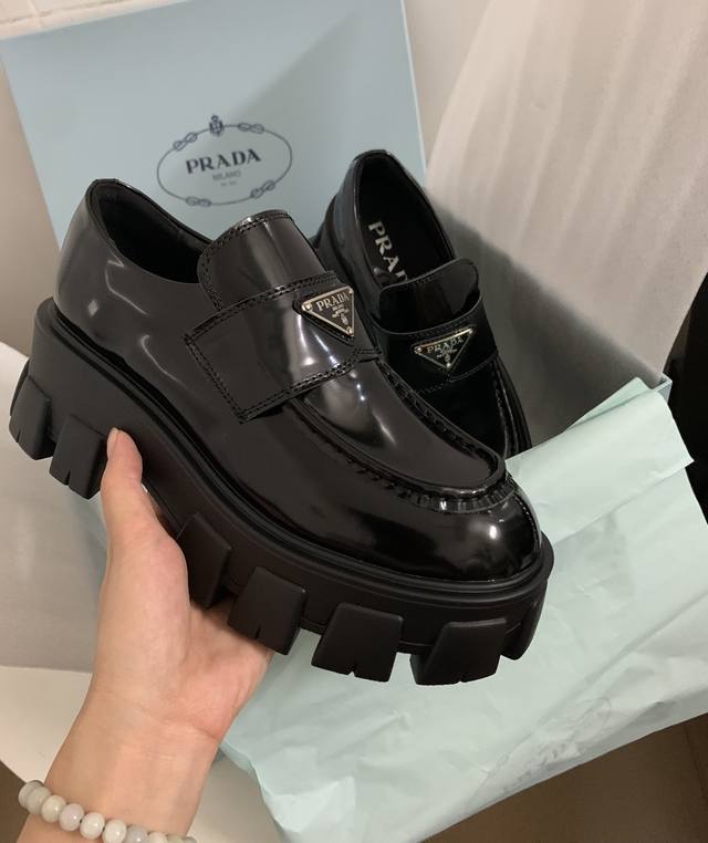 Women's And Men's Highest Version Prada Fall/Winter New Arrival Black Open-Toe L