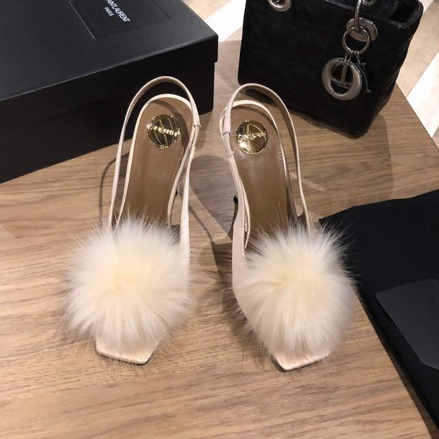 Yves Saint Laurent Saint Laurent Amber Series Sandals With Mink Fur, Authentic O